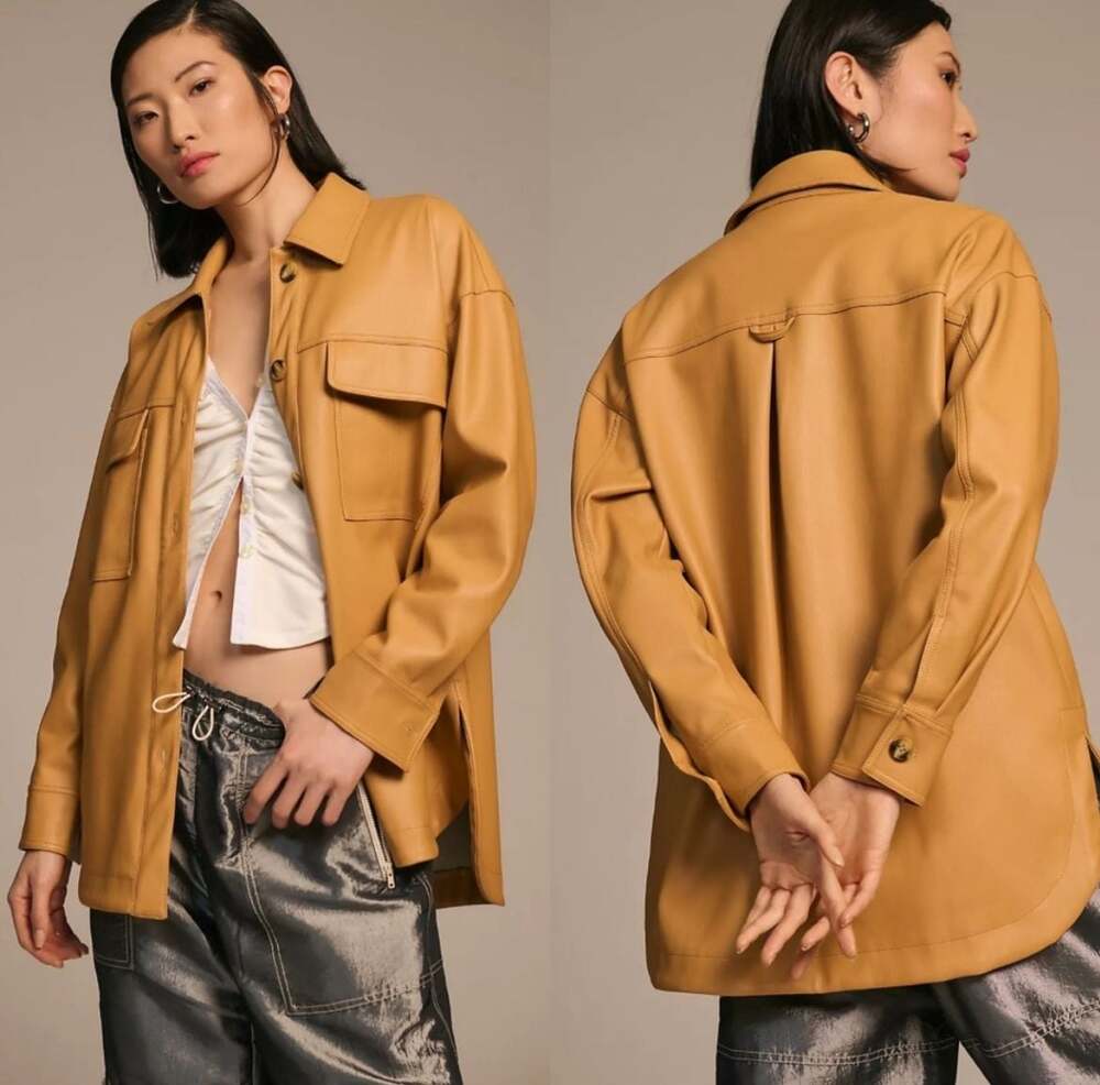 Faux Leather Shacket Maeve by Anthropologie Medium